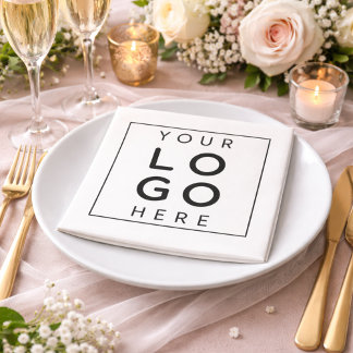 Serviette En Papier Sophisticated Black Minimalist Square Wedding