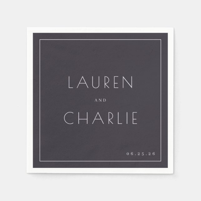 Serviette En Papier Sophisticated Charcoal Typographic (Devant)