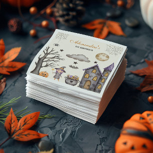 Serviette En Papier Sorcière bébé douce et Éffrayante Anniversaire