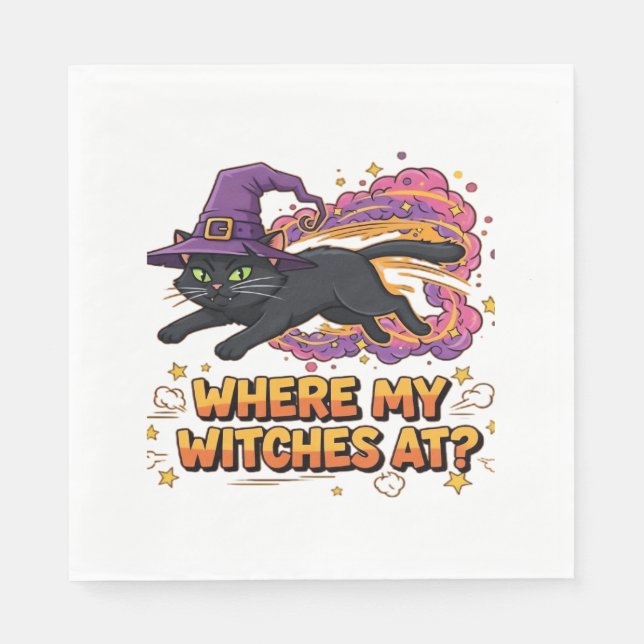 Serviette En Papier sorcière chat noir T-shirt classique (Devant)