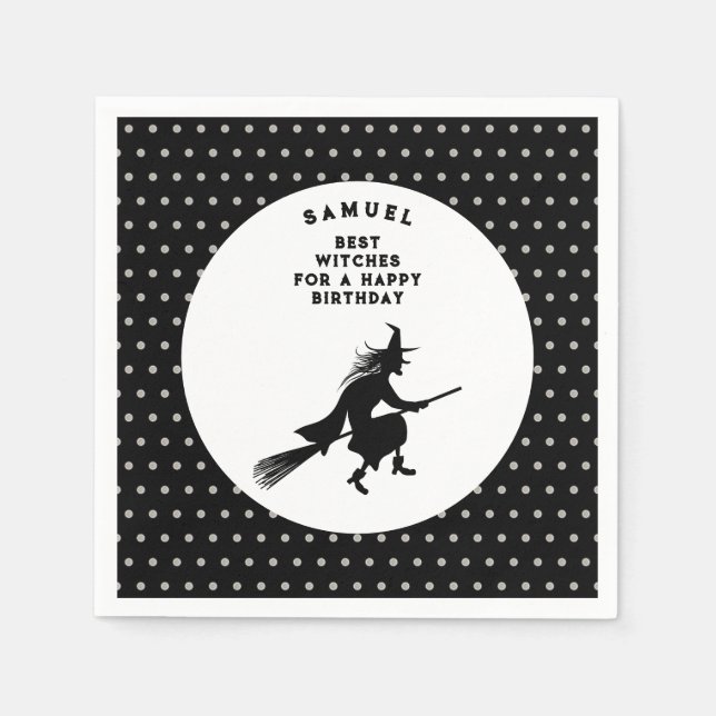 Serviette En Papier Sorcière d'anniversaire d'Halloween pour enfants (Devant)