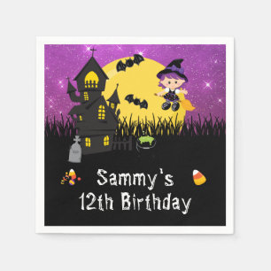 Serviette En Papier Sorcière de fête d'anniversaire d'Halloween violet