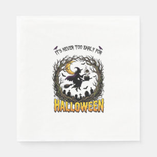 Serviette En Papier Sorcière d'Halloween Chaudron Lune Cimetière Arbre