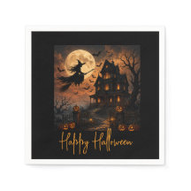 Sorcière effrayante d'Halloween volant au-dessus d