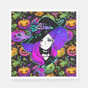 Serviette En Papier Sorcière néon Halloween