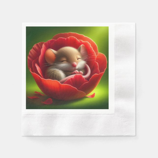 Serviette En Papier Souris Bébé très mignonne Dormir (Devant)