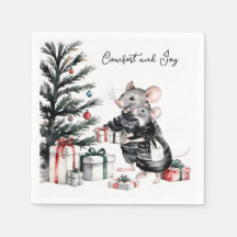 Souris Couple avec sapin de Noël