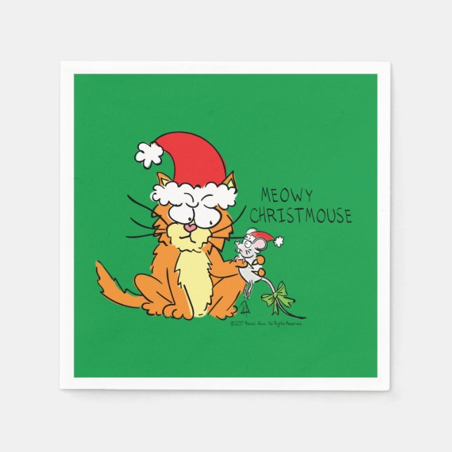 Serviette En Papier Souris de chat Noël Drôle Cartoon mignonne (Devant)