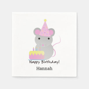 Serviette En Papier Souris de la fête des mûres d'anniversaire
