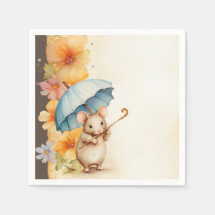Serviette En Papier Souris mâchant des fleurs de canne à papier taché