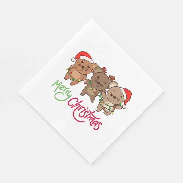 Serviette En Papier Souris, Noël, Hiver, Animaux, Souris (Coin)