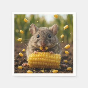 Serviette En Papier Souris profitant d'un épi de maïs