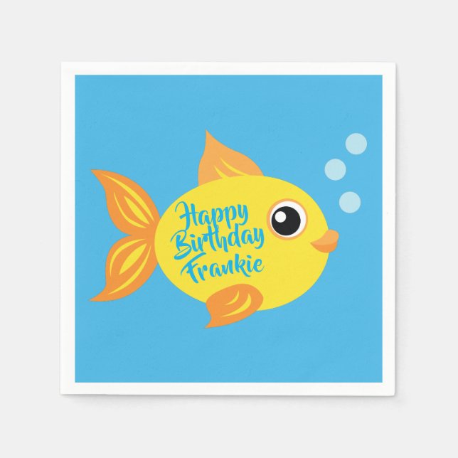 Serviette En Papier Sous la fête d'anniversaire du poisson de mer (Devant)