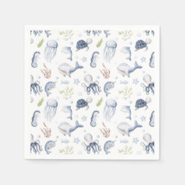 Serviette En Papier Sous la fête des animaux marins