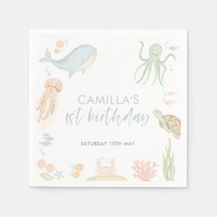 Serviette En Papier Sous la mer 1er anniversaire animal marin