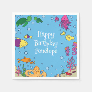 Serviette En Papier Sous la mer Animaux mignons 1er anniversaire