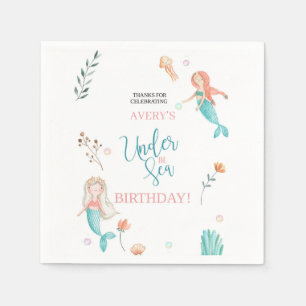 SERVIETTE EN PAPIER SOUS LA MER, ANNIVERSAIRE MERMAIN, COULEUR D'EAU M