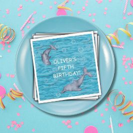 Serviette En Papier Sous La Mer Avec Dauphins Anniversaire