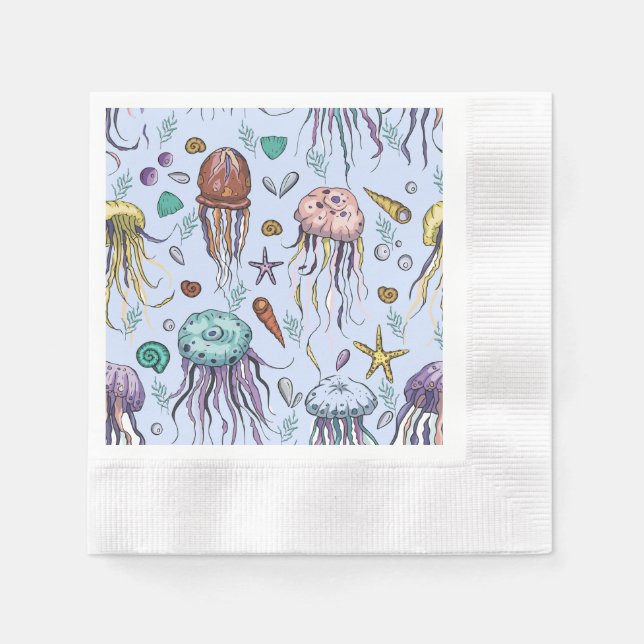 Serviette En Papier Sous la mer Cocktail serviettes (Devant)