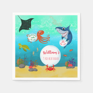 Serviette En Papier Sous la mer Océan Animaux fête d'anniversaire