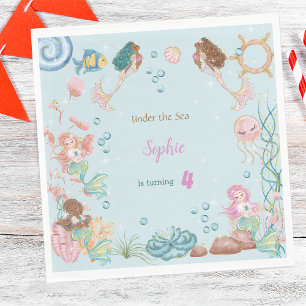 Serviette En Papier Sous la mer Sirènes anniversaire de enfant