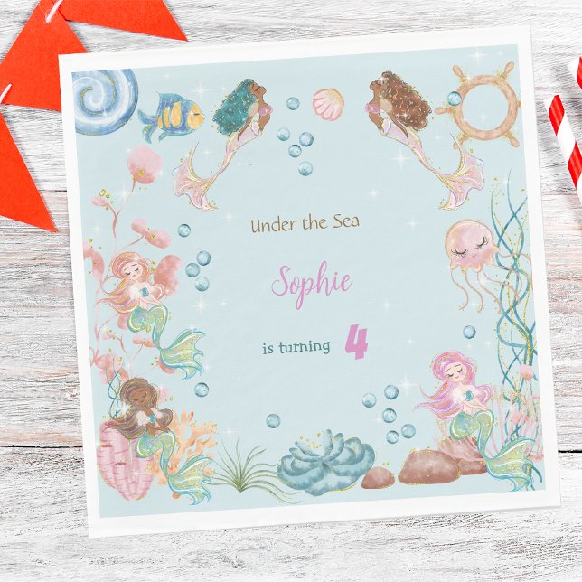 Serviette En Papier Sous la mer Sirènes anniversaire de enfant (Créateur téléchargé)
