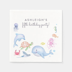 Serviette En Papier Sous la mer   Soirée Nautique d'anniversaire migno