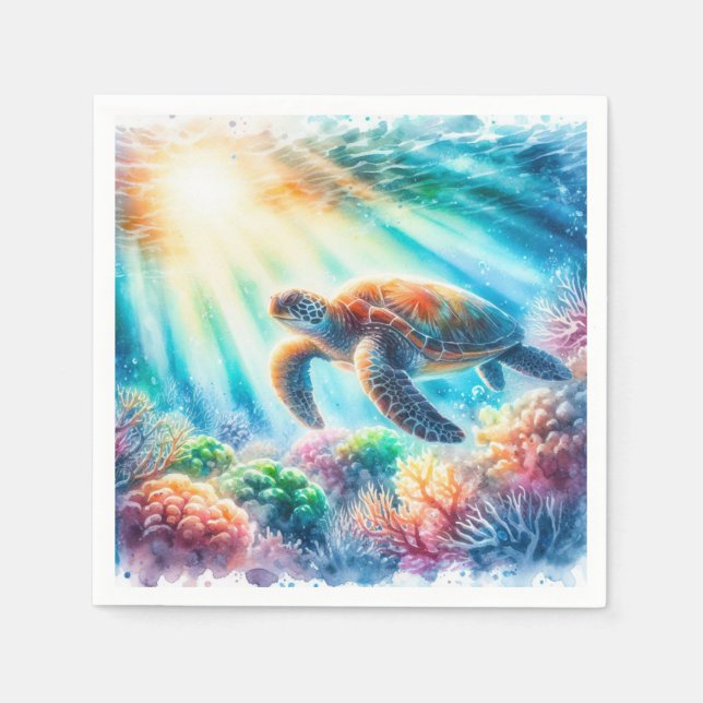 Serviette En Papier Sous la tortue de mer (Devant)