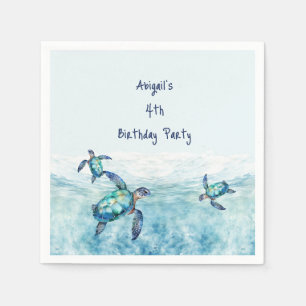 Serviette En Papier Sous la tortue de mer fête d'anniversaire