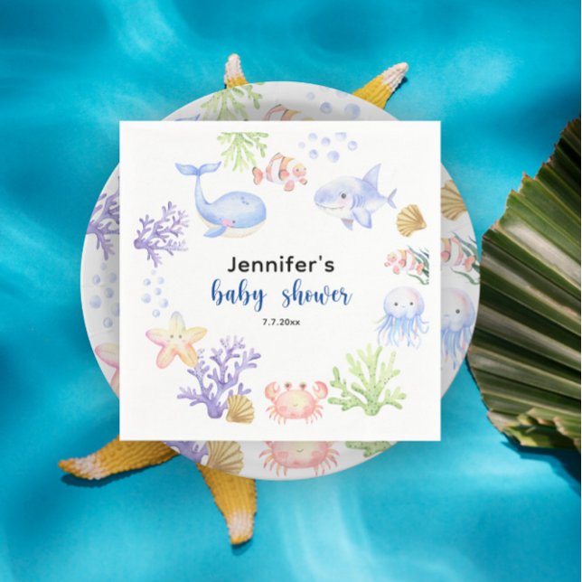 Serviette En Papier Sous Le Baby shower De La Mer Animaux (Créateur téléchargé)
