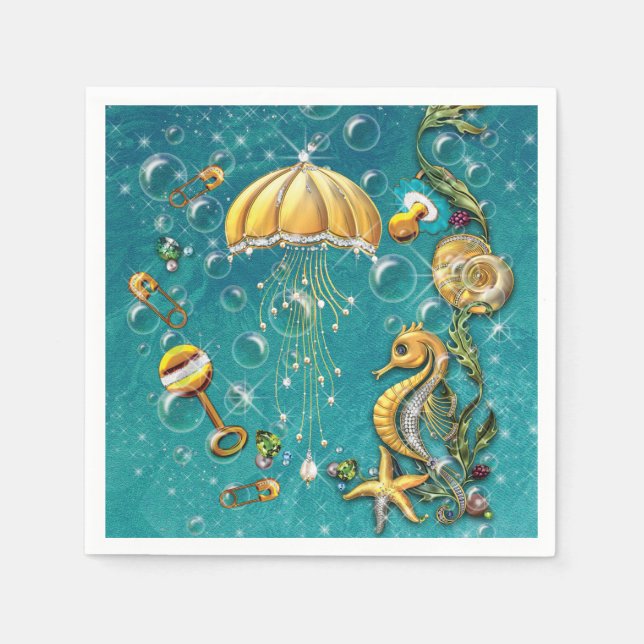 Serviette En Papier Sous le Baby shower de mer serviettes (Devant)