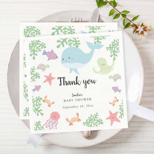 Serviette En Papier Sous le Baby shower marin Cute Kawaii Merci (Créateur téléchargé)