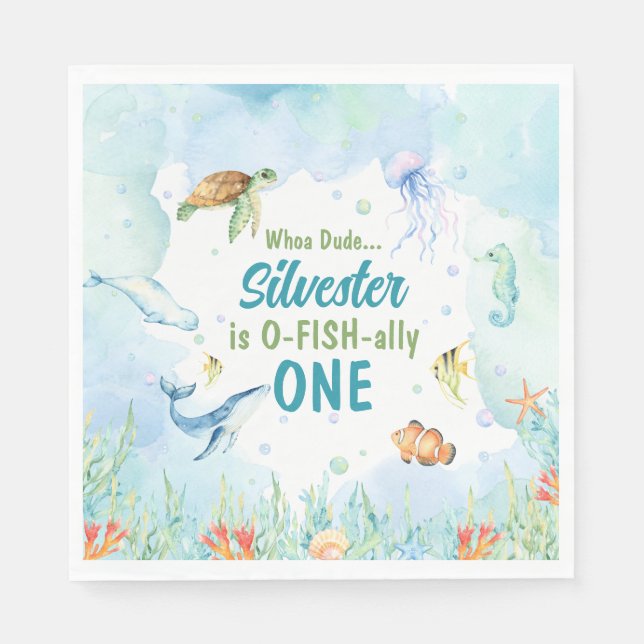 Serviette En Papier Sous les serviettes d'anniversaire de la mer (Devant)
