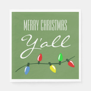 Serviette En Papier Southern Ya'll Merry Christmas Tree Lumières Drôle