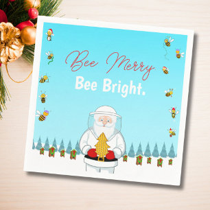 Serviette En Papier Soyez joyeux. Soyez lumineux. Père Noël apiculteur