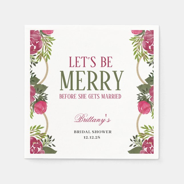 Serviette En Papier Soyons Joyeux Noël Invitation à la douche nuptiale (Devant)
