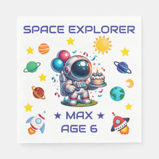 Serviette En Papier Space Explorer Astronaut Birthday Napkins Custom