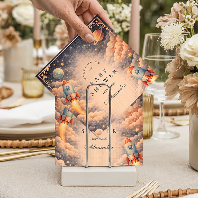 Serviette En Papier Space Rocket Clouds Baby Shower (Créateur téléchargé)