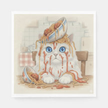 Spaghetti Kitty, Blanc, Serviettes