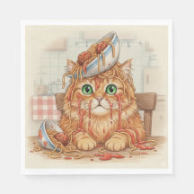 Spaghetti Kitty, Orange, Serviettes