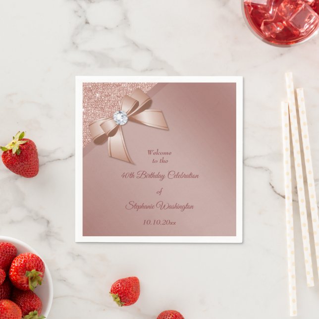 Serviette En Papier Sparkles & Rose Gold Glamour Birthday (En situation)