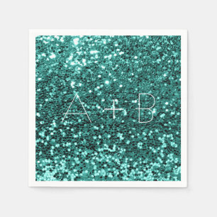 Serviette En Papier Sparkly Aqua Turquoise Mint Sequin Sparkly Parties