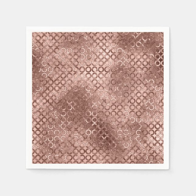 Serviette En Papier Sparkly Rose Gold Circles Rose luxe étincelant (Devant)