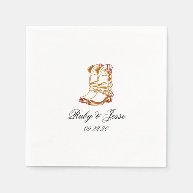 Serviette En Papier Spécial Western Dark Brown Mariage (Devant)