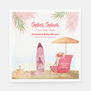 Serviette En Papier Splish Splash Aloha Planche de Surf Fête Prénatale