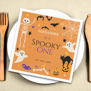 Serviette En Papier Spooky One Halloween 1er Anniversaire Orange 