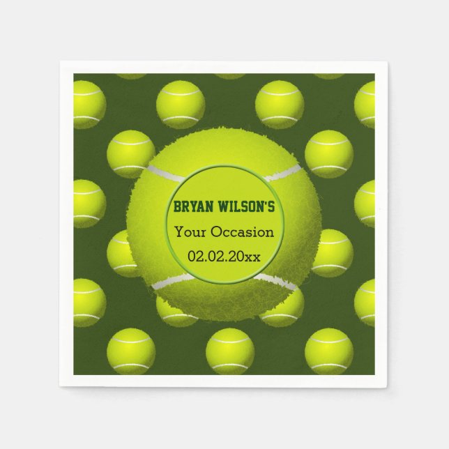 Serviette En Papier Sports Party Tennis thème serviettes personnalisée (Devant)