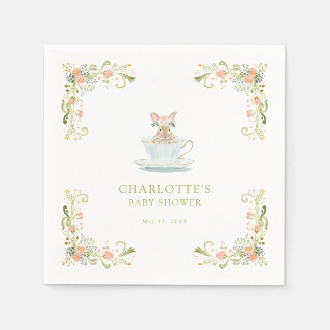 Serviette En Papier Spring Bunny Tea Party Baby Shower (Devant)