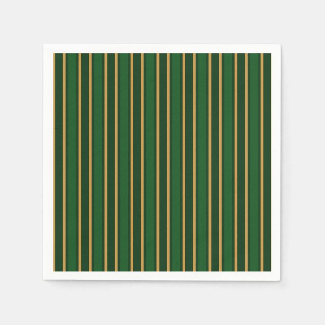 Serviette En Papier Springbok vert et or bonbons rayures (Devant)