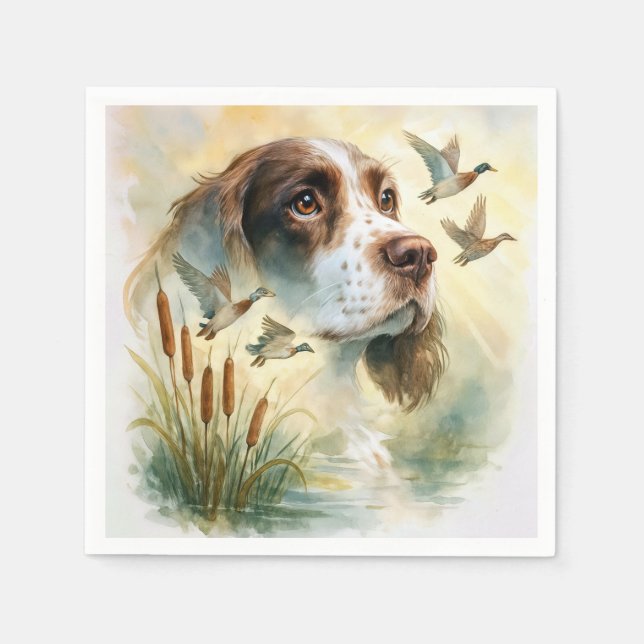 Serviette En Papier Springer Spaniel et Mallard Duck Double exposition (Devant)